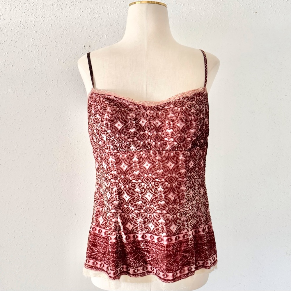 ELIE TAHARI Velvet Silk Delicate Camisole Cami Tank Pink/Red Women's Size Small